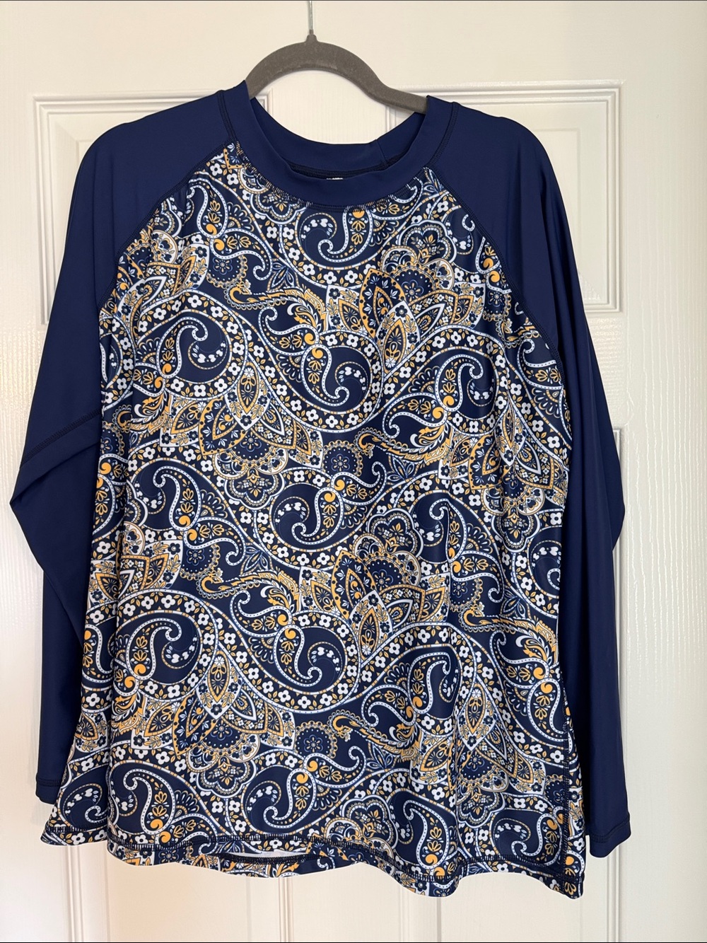 Navy Paisley Raglan Pullover Hoodie